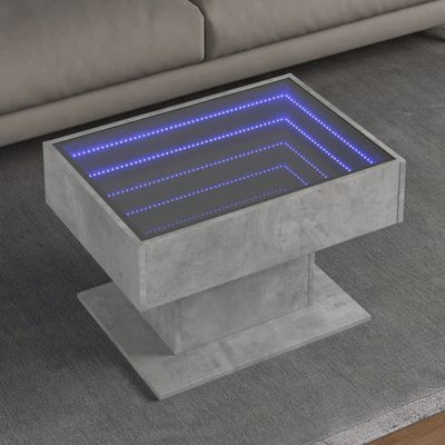 vidaXL Konferenčný stolík s LED betónový 70x50x45 cm kompozitné drevo