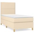 vidaXL Posteľný rám boxspring s matracom krémový 90x190 cm látka