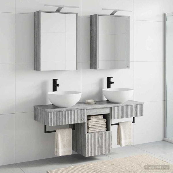 vidaXL Set kabinetov do kúpeľne 5 pcs Sivý Sonoma 43 x 16 x 62,5 cm