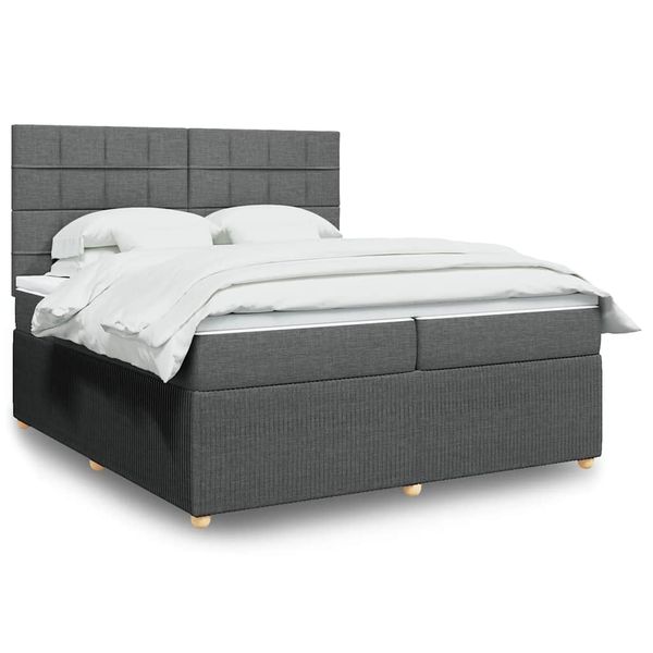 vidaXL Boxspring posteľ s matracom tmavosivá 200x200 cm látka