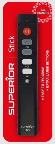 Univerzální dálkový ovladač SUPERIOR Stick TV, 6 tlačítek, programovatelný Univerzálny diaľkový ovládač SUPERIOR Stick TV, 6 tlačidiel, programovateľný