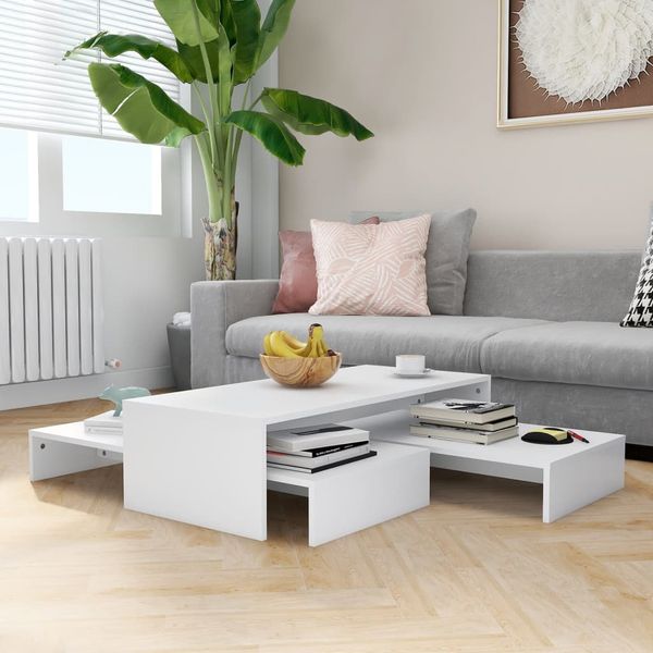 vidaXL Zasúvacie stolíky, biele 100x100x26,5 cm, kompozitné drevo