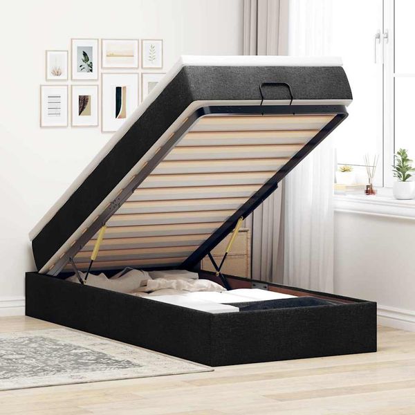 vidaXL Osmanský rám postele s matracom čierna 90x200 cm látka