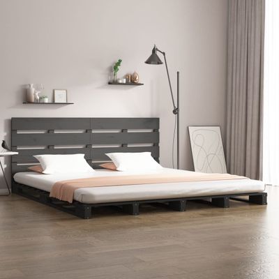 vidaXL Posteľný rám sivý 150x200 cm King Size borovicový masív