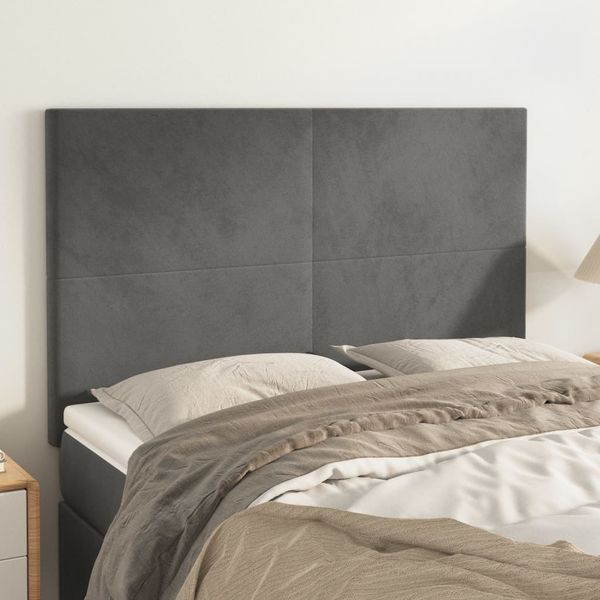 vidaXL Čelo postele tmavosivé 144x5x118/128 cm zamatové