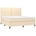 vidaXL Posteľný rám boxspring s matracom krémový 160x200 cm látka