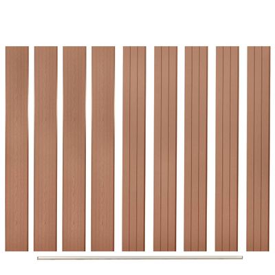 vidaXL Náhradné plotové dosky 9 ks, WPC, 170 cm, hnedé