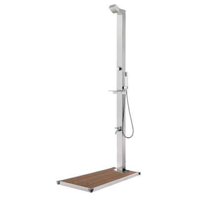 vidaXL Záhradná sprcha s hnedým podstavcom 225 cm nehrdzavejúca oceľ