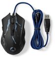 NEDIS herní myš GMWD210BK/ drátová/ optická/ podsvícená/ 3600dpi/ 6tlačítková/ USB/ černá Myš, herní, drátová, optická, barevné podsvícení, 3600DPI, 6 tlacítek, USB, cerná