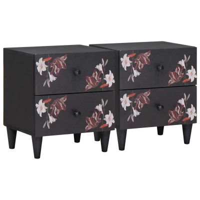 vidaXL Nočný stolík 2 pcs Hnedá 40 x 33,5 x 46 cm Masívne mango drevo