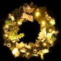 vidaXL Vianočný veniec s LED svetlami, čierny 60 cm, PVC