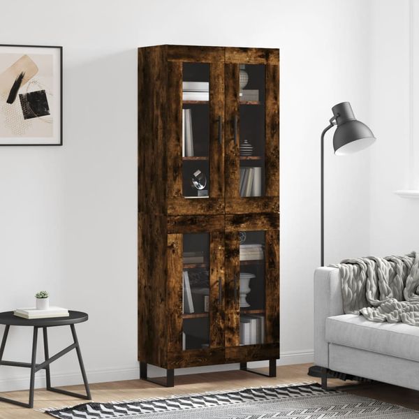 vidaXL Vysoká skrinka dymový dub 69,5x34x180 cm spracované drevo