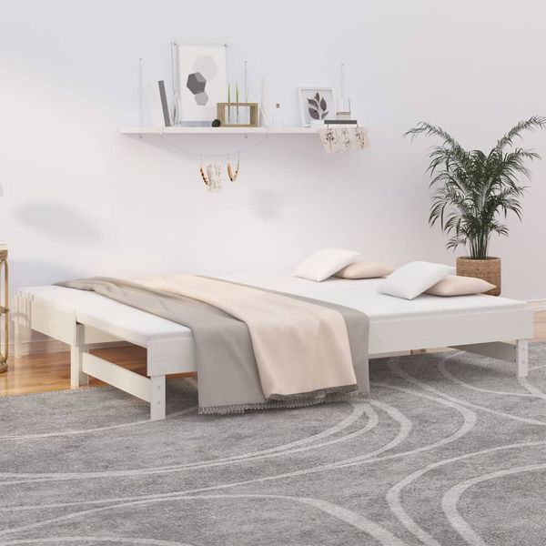 vidaXL Rozkladacia denná posteľ biela 2x(90x200) cm borovicový masív