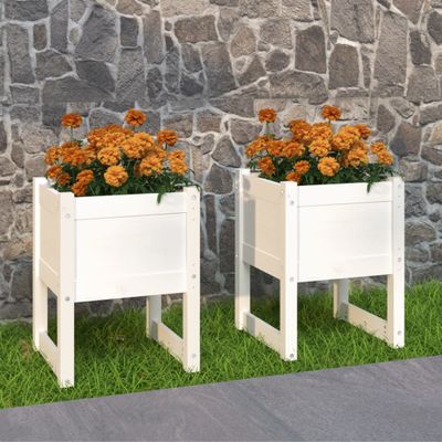 VidaXL Kvetináče 2 ks biele 40x40x52,5 cm masívna borovica