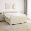 vidaXL Posteľ boxspring s matracom Krémová 160 x 200 cm Látka