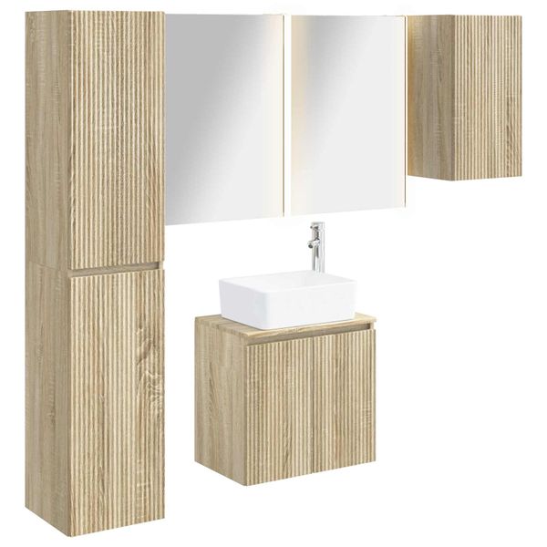 vidaXL Set kabinetov do kúpeľne 5 pcs Dub sonoma 53 x 15,5 x 70 cm