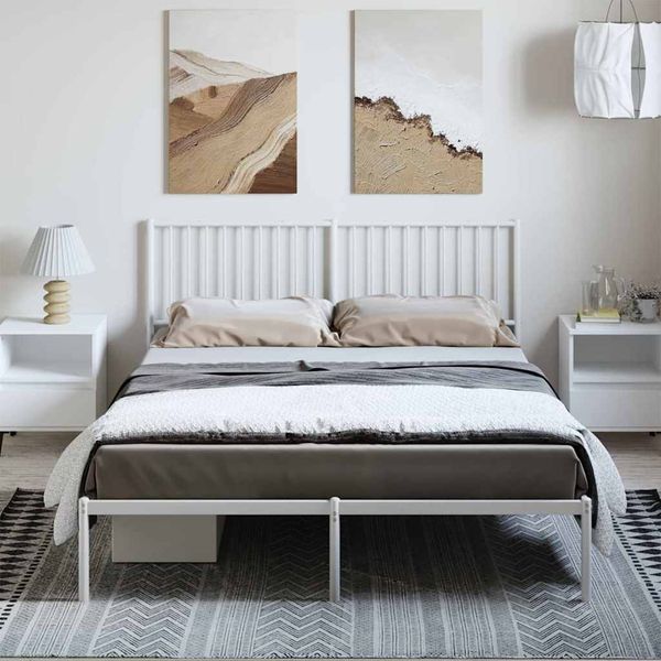 vidaXL Kovový rám postele s čelom biely 150x200 cm