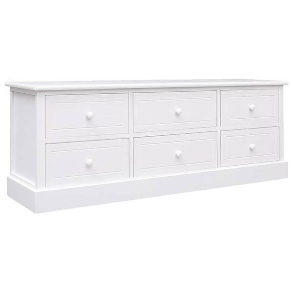 vidaXL TV skrinka biela 108x30x40 cm masívne drevo paulovnie