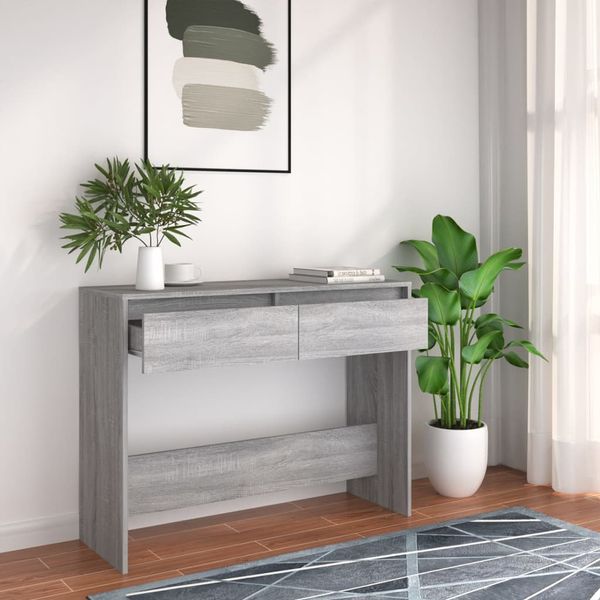 vidaXL Konzolový stolík, sivá sonoma 100x35x76,5 cm, kompozitné drevo