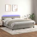 vidaXL Posteľ boxsping s matracom a LED bledosivá 180x200 cm zamat