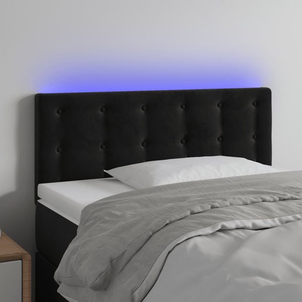 vidaXL Čelo postele s LED čierne 100x5x78/88 cm zamat