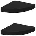 vidaXL Plávajúce rohové police 2 ks, čierne 25x25x3,8 cm, MDF