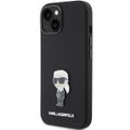 Puzdro Karl Lagerfeld pre iPhone 15 6,1" KLHCP15SSMHKNPK čierne HC SILIKÓN IKONIK METAL PIN