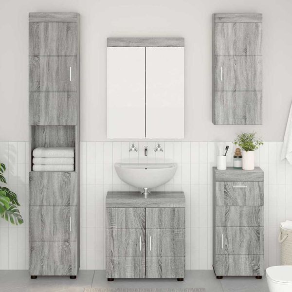 vidaXL Sada kúpeľňového nábytku TULUM 5 pcs Sivý Sonoma