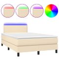 vidaXL Posteľ boxsping s matracom a LED krémová 120x200 cm látka