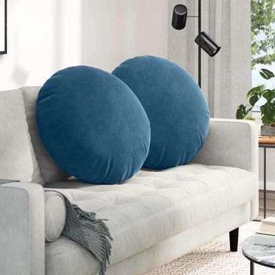 vidaXL Vankúše na sedenie 2 pcs Modrá Ø 80 x 29 cm Zamat