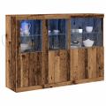 vidaXL LED komoda Staré drevo 142,5 x 37 x 100 cm Kompozitné drevo