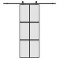 vidaXL Posuvné dvere s kovaním čierne 76x205 cm tvrdené sklo