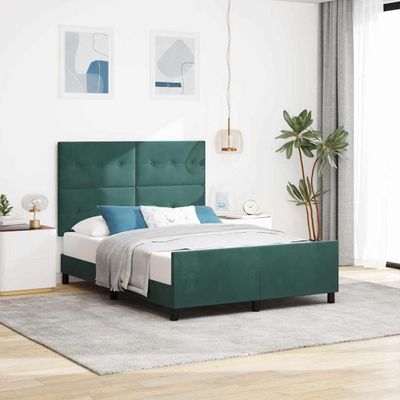 vidaXL Posteľ s pružinovým rámom Tmavozelená 160 x 200 cm Zamat
