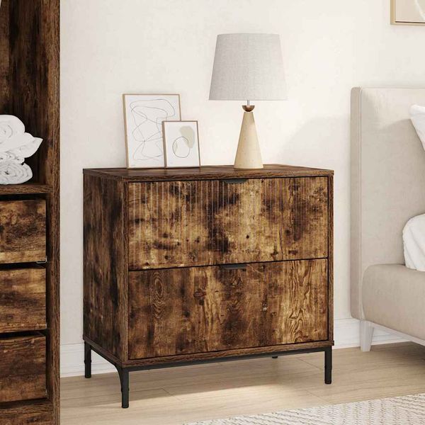 vidaXL Nočný stolík Tmavý dub 63.5 x 36 x 61 cm Kompozitné drevo