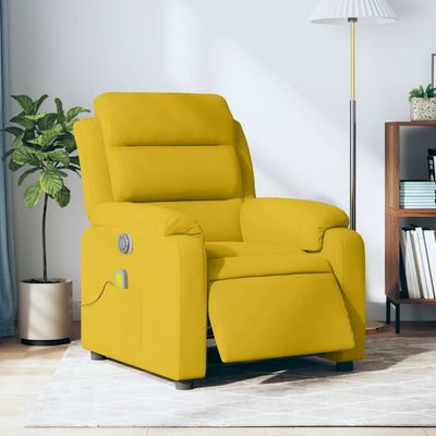 vidaXL Elektrické masážne sklápacie kreslo žlté zamat