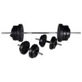 vidaXL Posilňovacia lavica+stojan na závažia a sada činiek 60,5 kg
