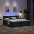 VidaXL Osmanská posteľ s matracom a LED diódami Modrá látka 180x200 cm
