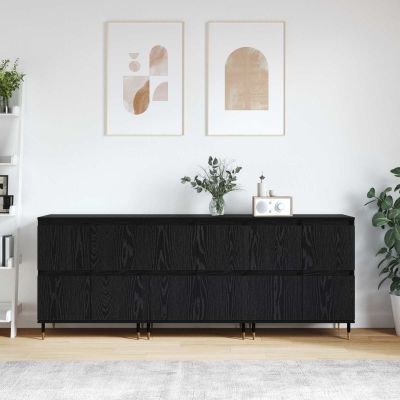 vidaXL Úložná skrinka 3 pcs Čierny dub 60 x 35 x 70 cm