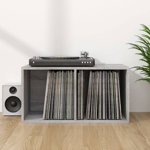 vidaXL Úložný box na vinyly, sivá sonoma 71x34x36 cm, kompozitné drevo