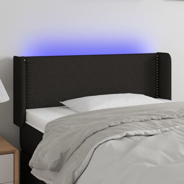 vidaXL Čelo postele s LED čierne 93x16x78/88 cm látka