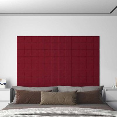 vidaXL Nástenné panely 12 ks vínovo-červené 60x30 cm zamat 2,16 m²