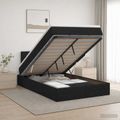 vidaXL Ottoman posteľ s matracom a LED Čierna 120 x 190 cm Látka