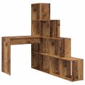 vidaXL Rohový stôl s poličkou Staré drevo 101,5 x 149,5 x 149,5 cm