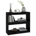 vidaXL Knižnica/deliaca stena čierna 80x30x71,5 cm masívna borovica