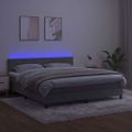 vidaXL Posteľ boxsping s matracom a LED bledosivá 180x200 cm zamat