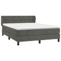 vidaXL Posteľný rám boxspring s matracom tmavosivý 140x190 cm zamat