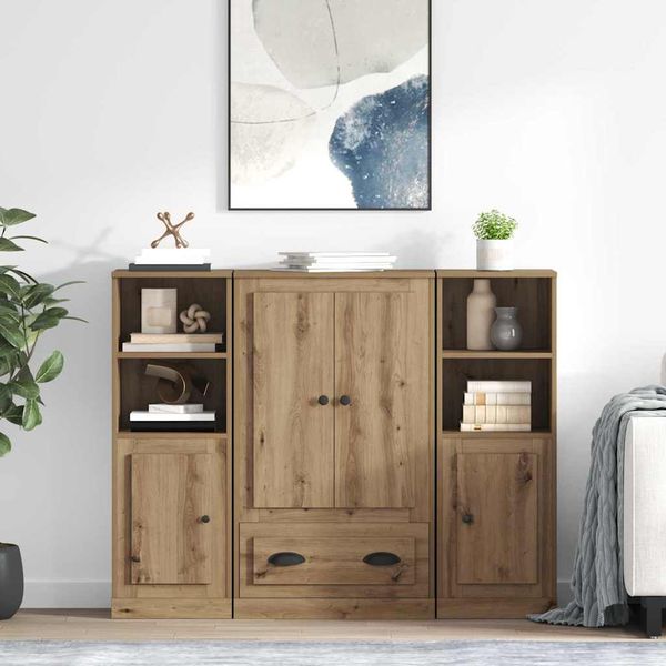 vidaXL Highboard so zásuvkou 3 pcs Remeselný dub Kompozitné drevo