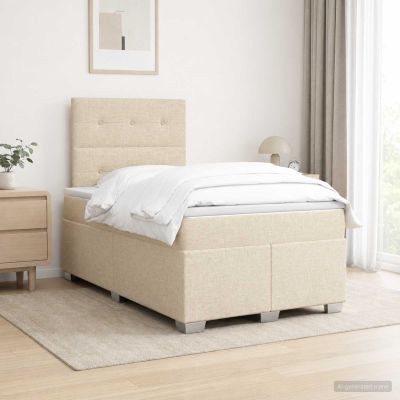 vidaXL Posteľ boxspring s matracom Krémová 120 x 200 cm Látka