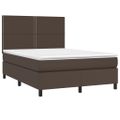 vidaXL Boxspring posteľ s matracom a LED hnedá 140x190 cm umelá koža