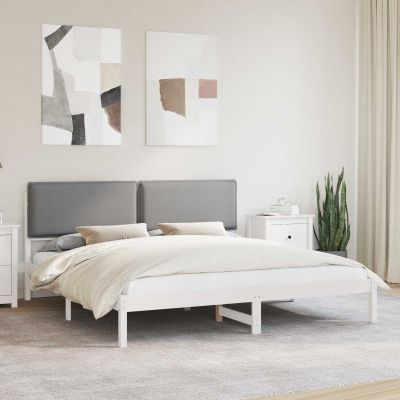 vidaXL Rám postele s čalúneným čelom Svetlosivá 200 x 200 cm